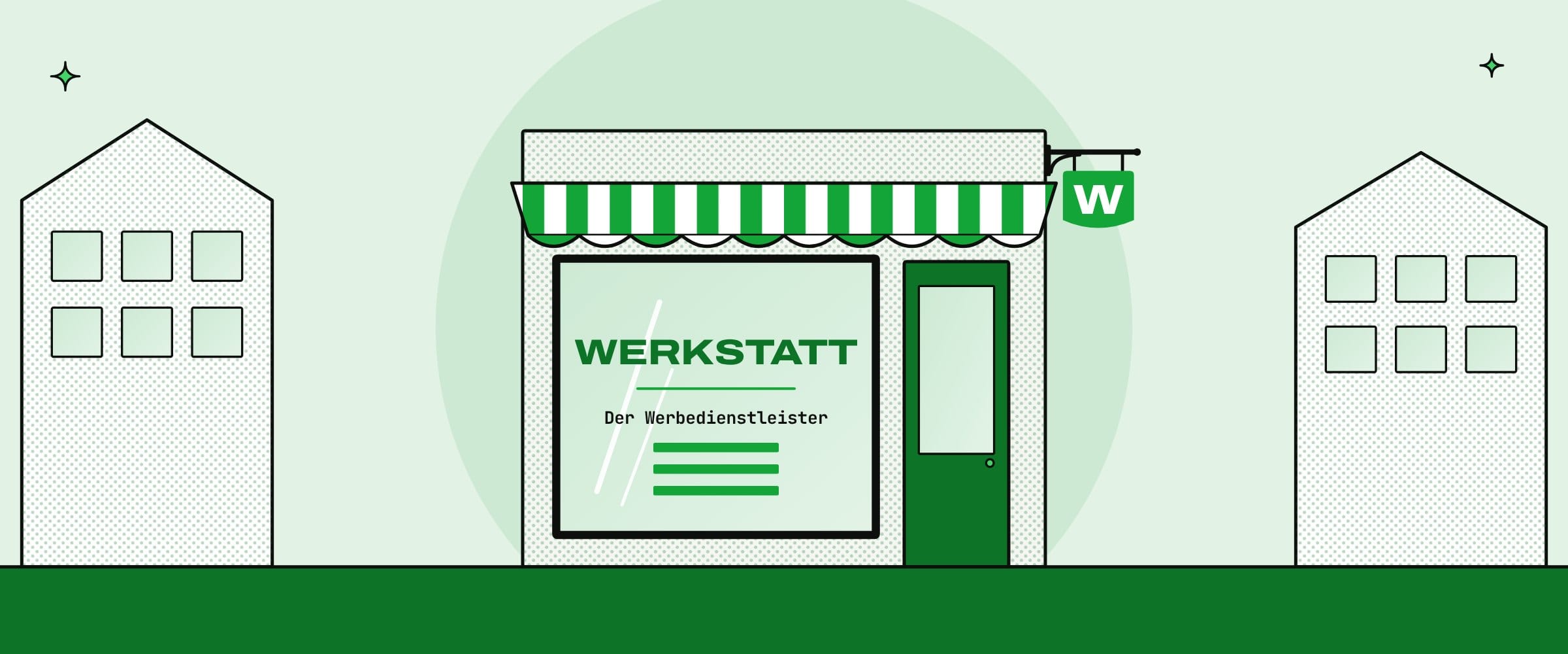 Die Werkstatt von Der Werbedienstleister in Sandhausen von außen